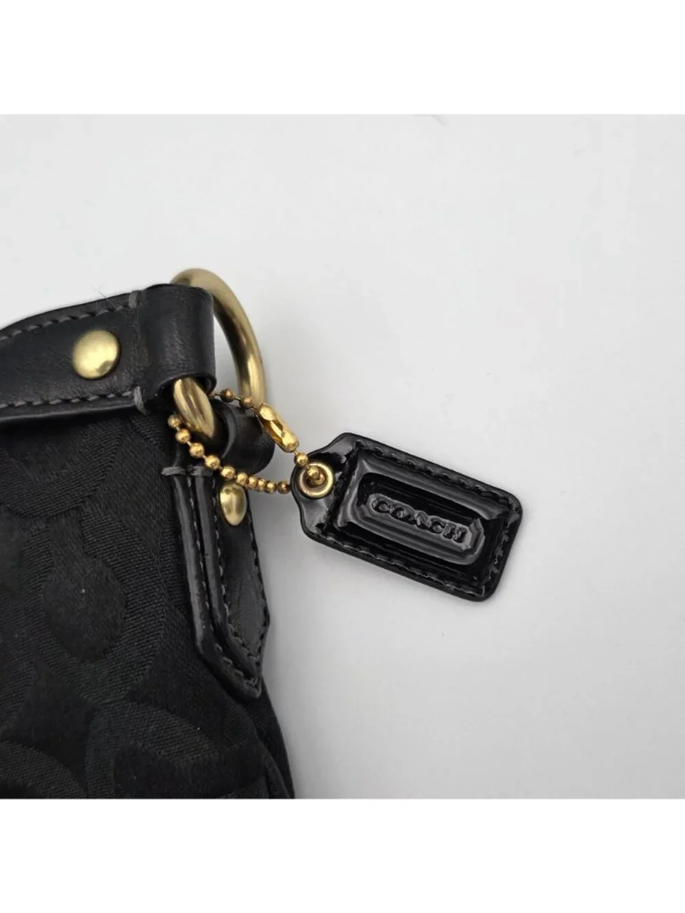 Coach Black Crossbody Bag Signature Jacquard Fabric Leather Accents Strap